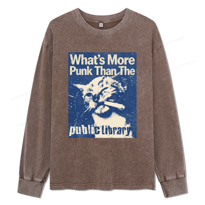 Pagewings What's More Punk Than The Public Library Unisex Washed Long Sleeve T-shirt