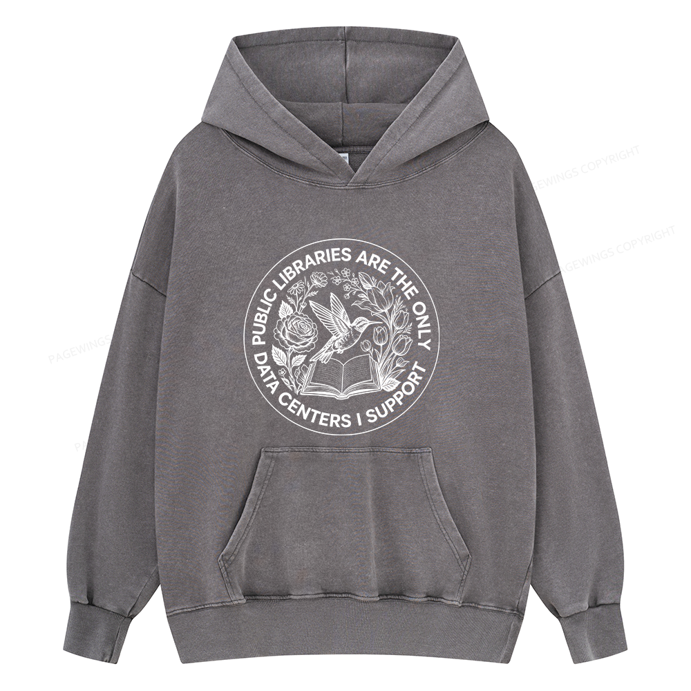 Pagewing Public Libraries16091 Book Unisex Washed Hoodie