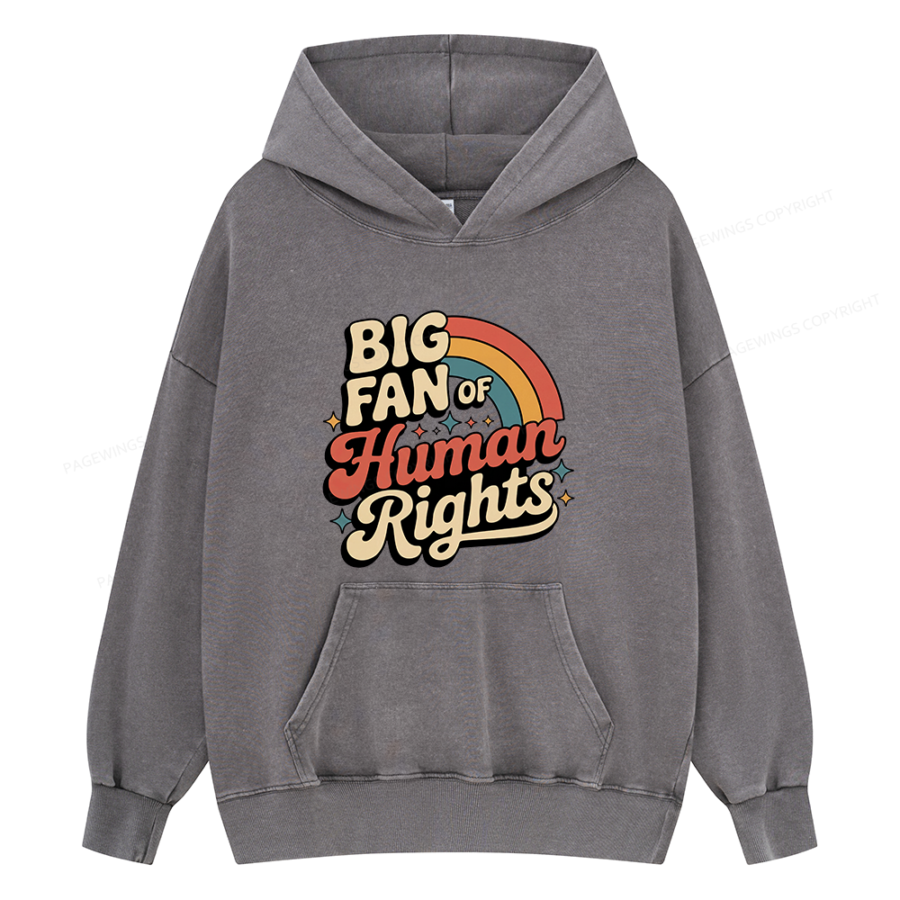 Pagewings Big Fan of Human Rights15448 Book Unisex Washed Hoodie