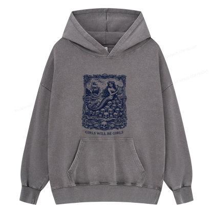 Pagewings Girls Will Be Girls15607 Book Unisex Washed Hoodie