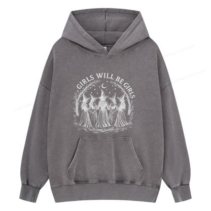 Pagewings Girls Will Be Girls15692 Book Unisex Washed Hoodie