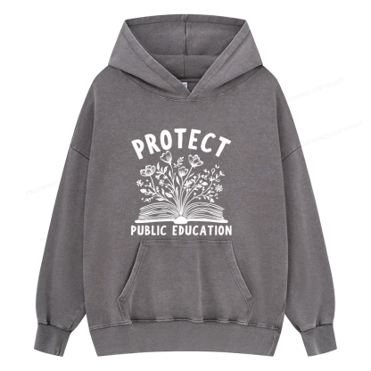 Pagewings Protect Public Education15808 Book Unisex Washed Hoodie