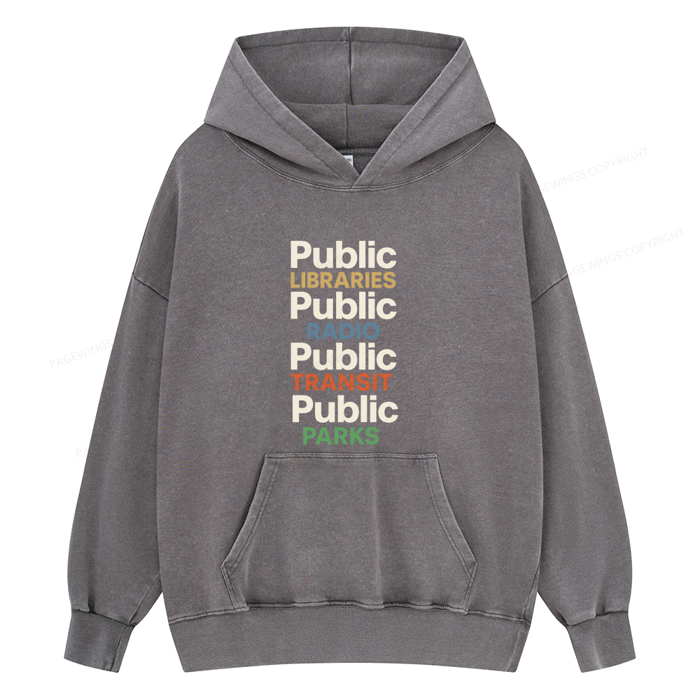 Pagewings Public Libraries15687 Book Unisex Washed Hoodie