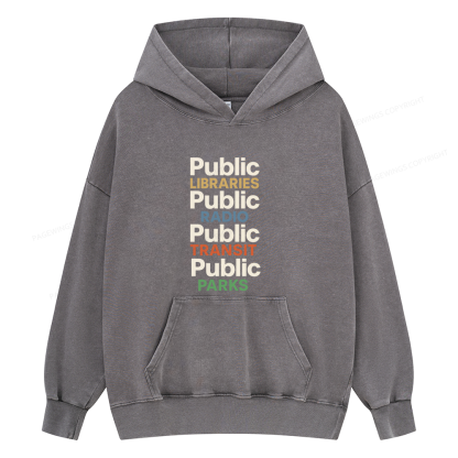 Pagewings Public Libraries15687 Book Unisex Washed Hoodie