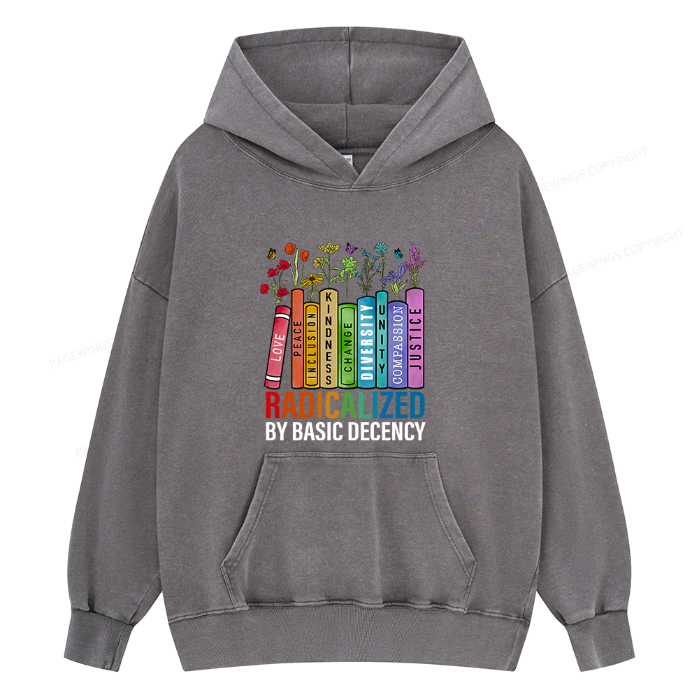 Pagewings Radicalized by Basic Decency14041 Book Unisex Washed Hoodie