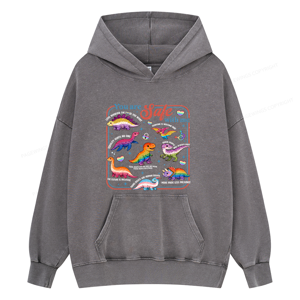 Pagewings You Are Safe With Me15899 Book Unisex Washed Hoodie