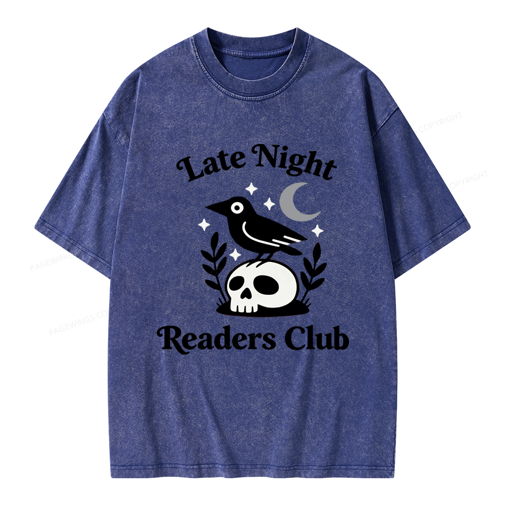Pagewings Late Night Readers Club Unisex Washed T-shirt