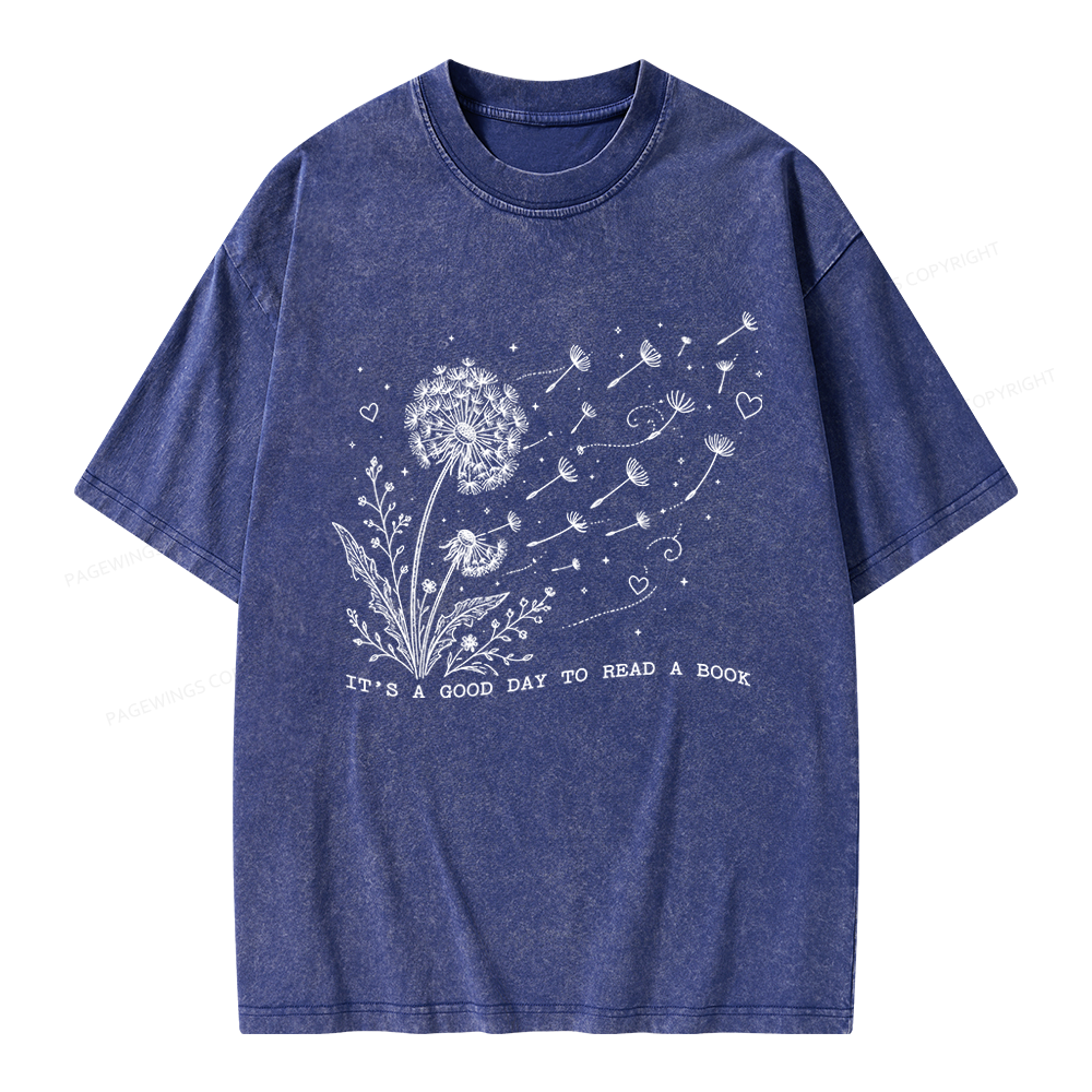 Pagewings It’s a Good Day to Read a Book Unisex Washed T-shirt