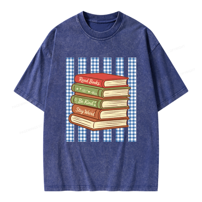 Pagewings Read Books Be Kind Stay Weird  Unisex Washed T-shirt