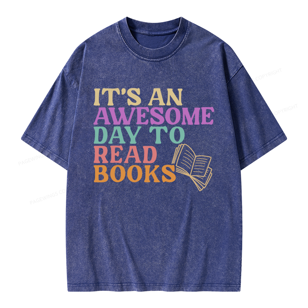 Pagewings Awesome Day To Read A Book Unisex Washed T-shirt