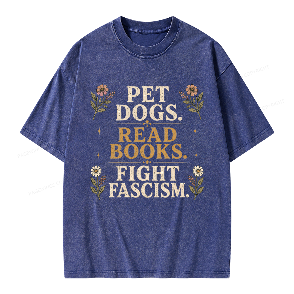 Pagewings Funny Anti Fascism Book Unisex Washed T-shirt