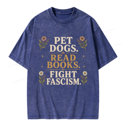 Pagewings Funny Anti Fascism Book Unisex Washed T-shirt