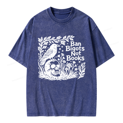 Pagewings Ban Bigots Not Books Unisex Washed T-shirt