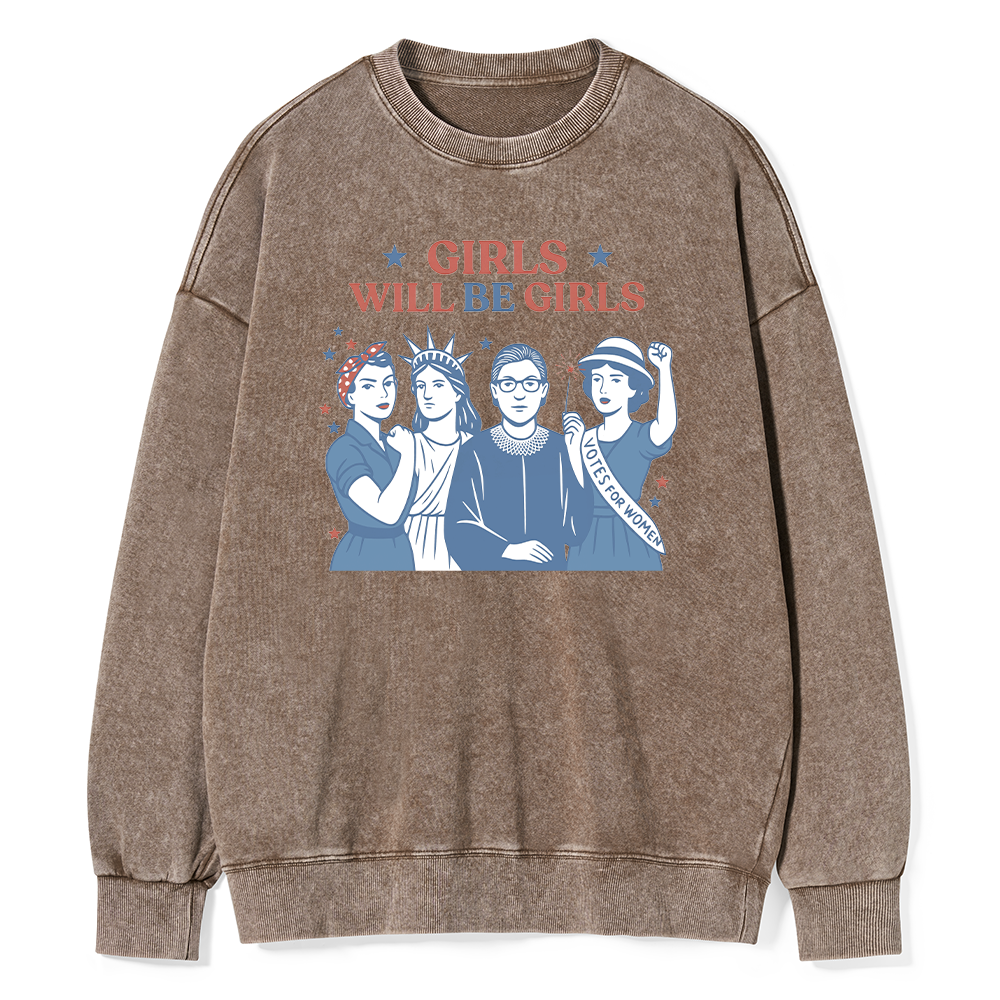 Pagewings Girls Will be Girls15560 Read Unisex Washed Sweatshirt