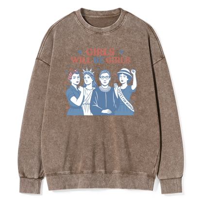 Pagewings Girls Will be Girls15560 Read Unisex Washed Sweatshirt