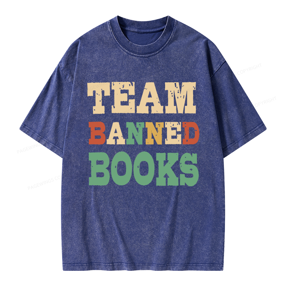 Pagewings Funny Team Banned Books Unisex Washed T-shirt