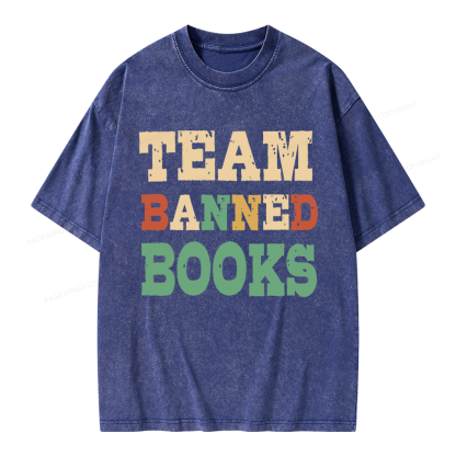 Pagewings Funny Team Banned Books Unisex Washed T-shirt