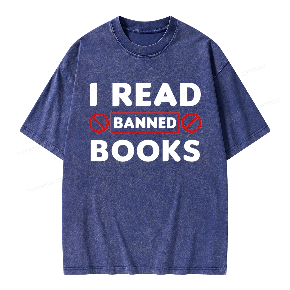 Pagewings I Read Banned Books Unisex Washed T-shirt