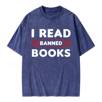 Pagewings I Read Banned Books Unisex Washed T-shirt