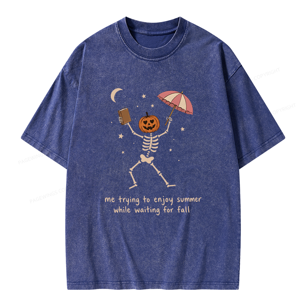 Pagewings Waiting For Fall Unisex Washed T-shirt