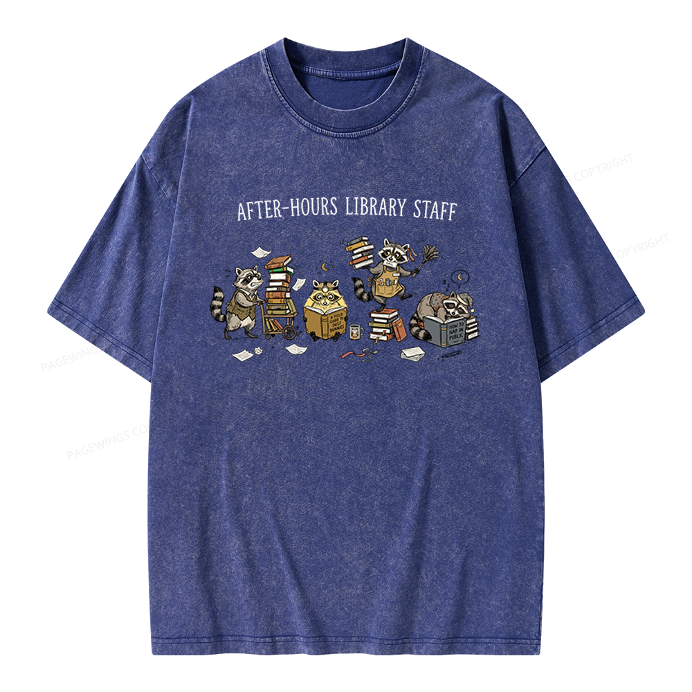 Pagewings After-Hours Library Staff Unisex Washed T-shirt