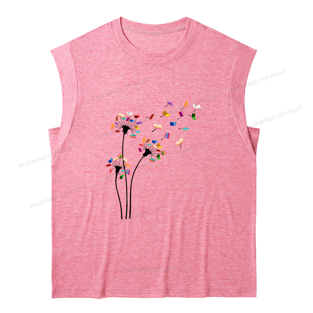 Pagewings Cute Dandelion Books10035 Bookish Women's Heather Tank Top