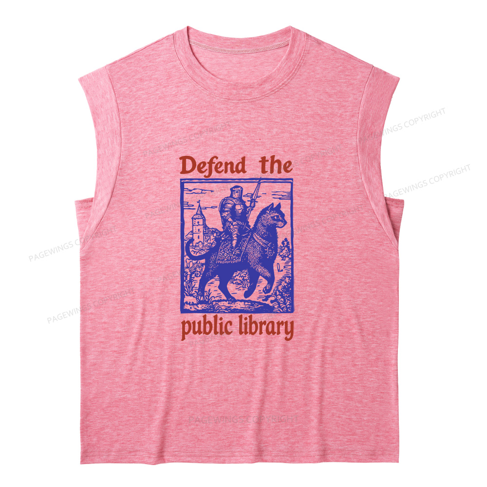 Pagewings Defend the Public Library12732 Bookish Women's Heather Tank Top