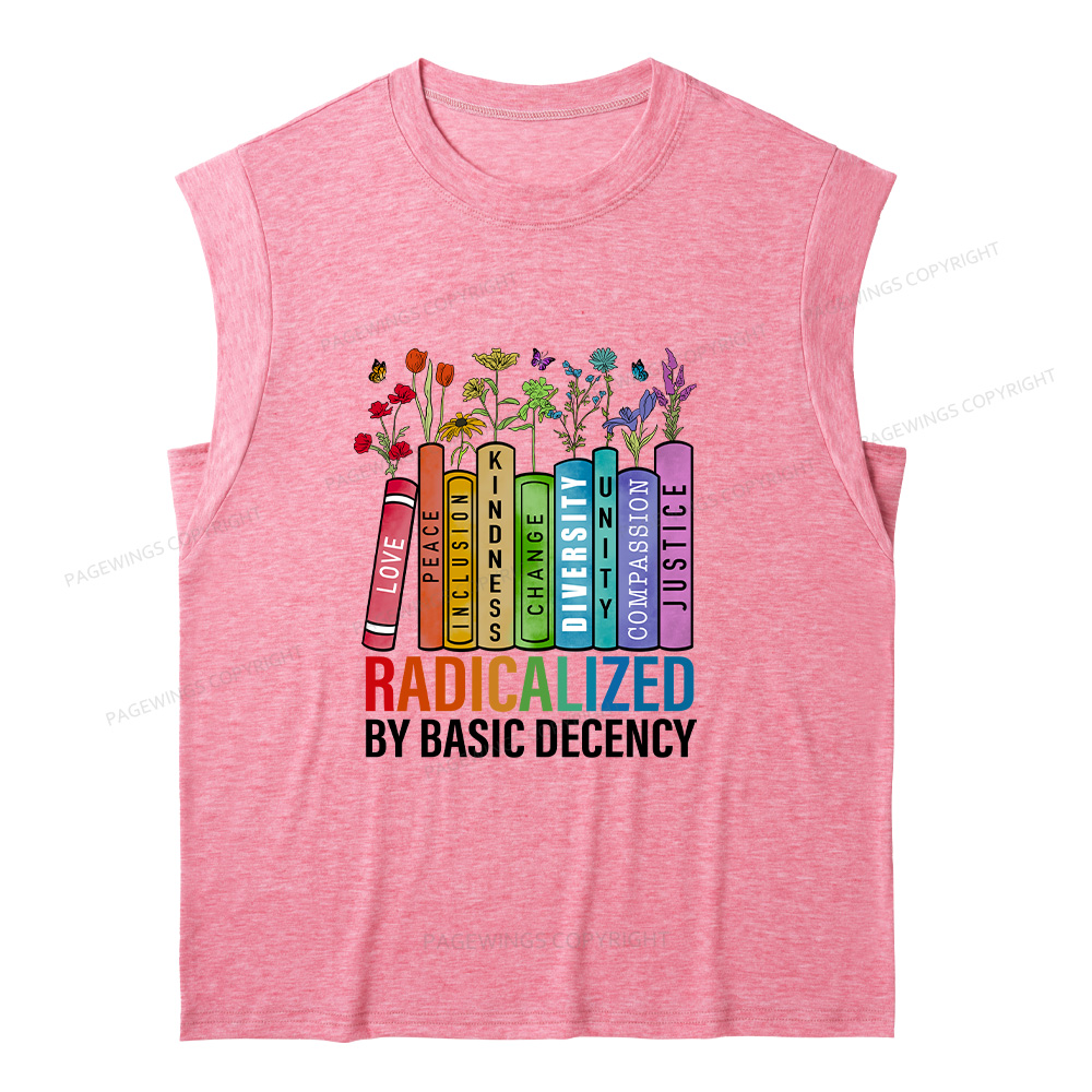 Pagewings Radicalized by Basic Decency14041 Bookish Women's Heather Tank Top