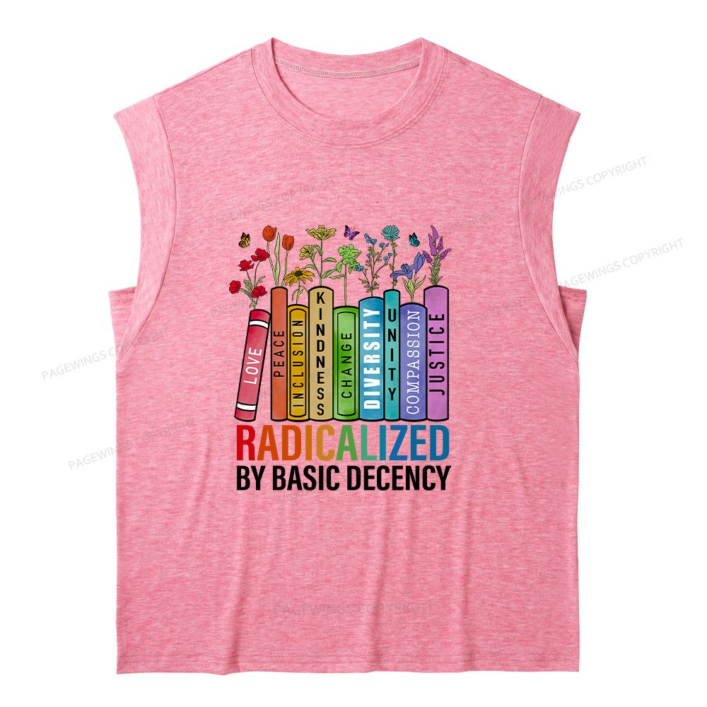 Pagewings Radicalized by Basic Decency14041 Bookish Women's Heather Tank Top
