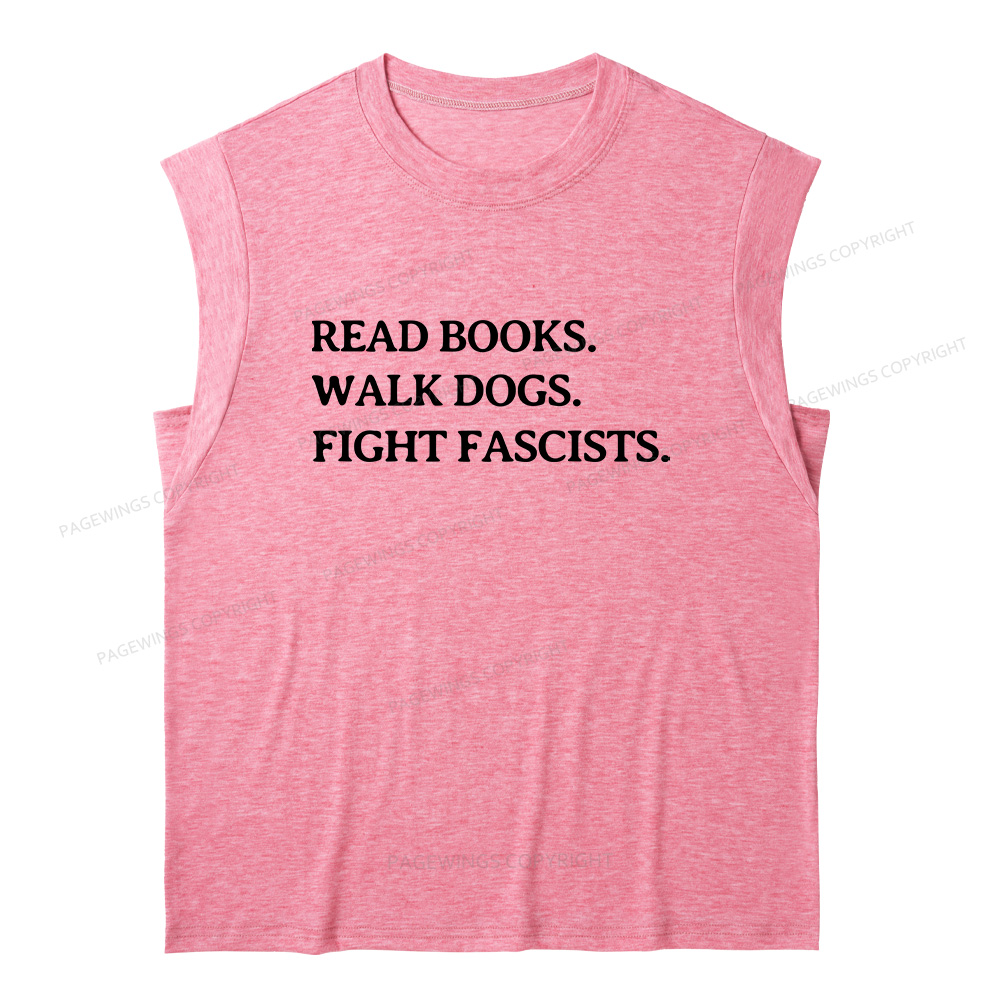 Pagewings Read Books Walk Dogs And Fight13236 Bookish Women's Heather Tank Top
