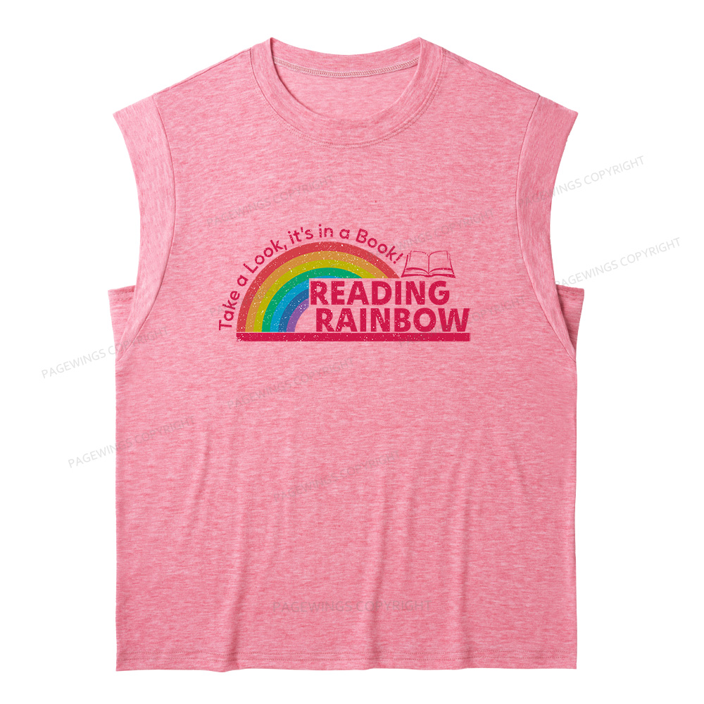 Pagewings Reading With Rainbow11479 Bookish Women's Heather Tank Top