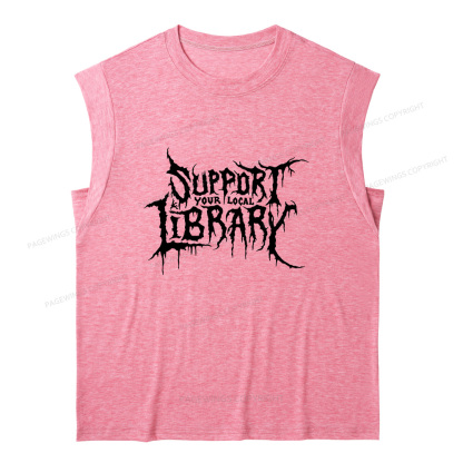 Pagewings Support Your Local Library 11432 Bookish Women's Heather Tank Top