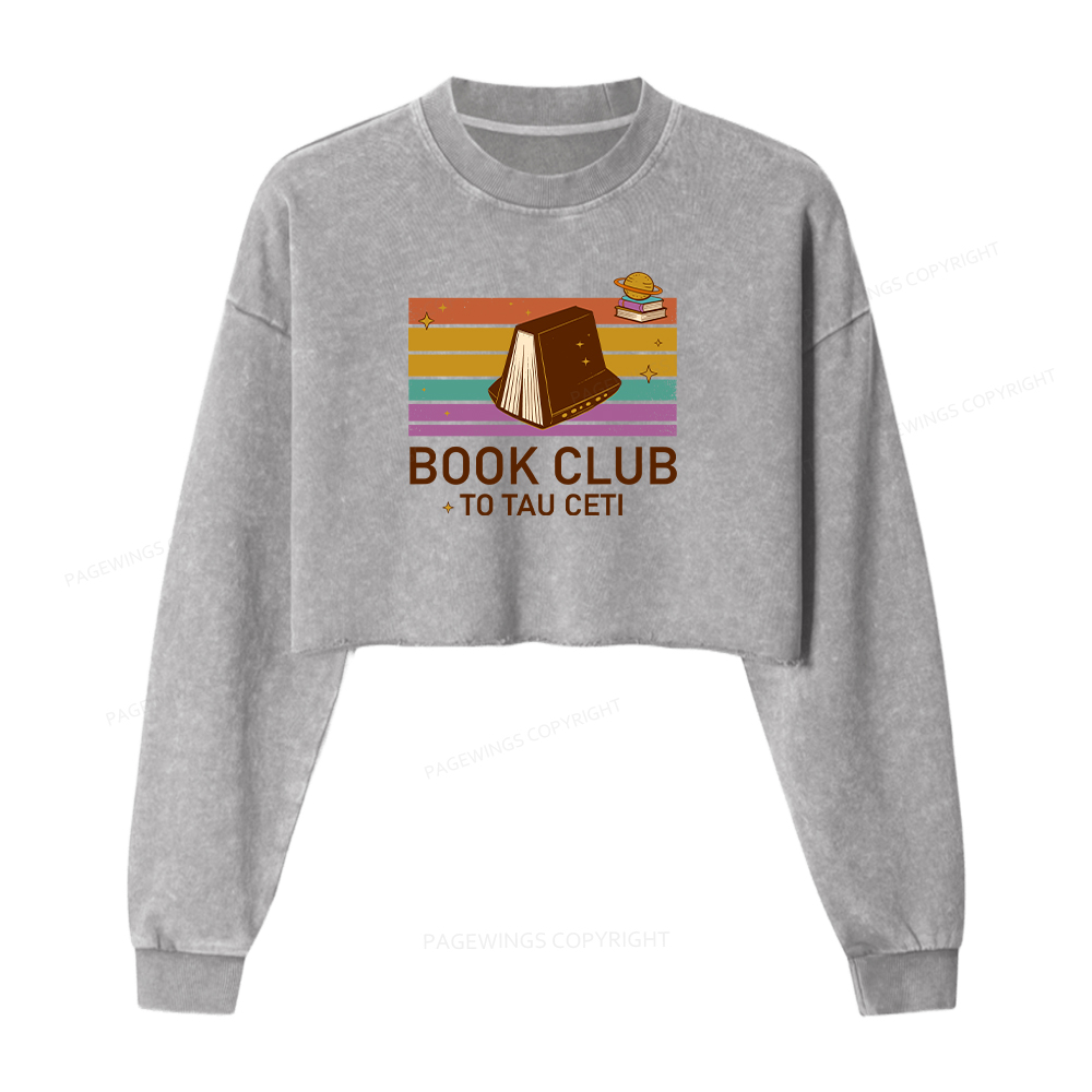 Pagewings Book Club To Star Washed Crop Sweatshirt
