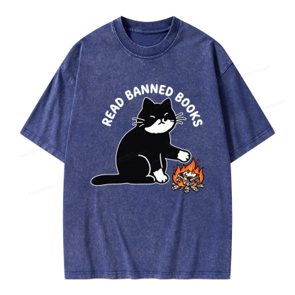Pagewings Read Banned Books Unisex Washed T-shirt