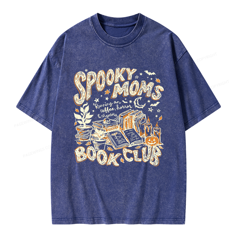 Pagewings Spooky Moms Book Club Unisex Washed T-shirt