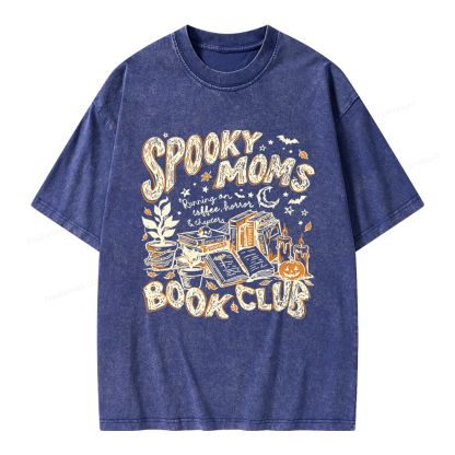 Pagewings Spooky Moms Book Club Unisex Washed T-shirt