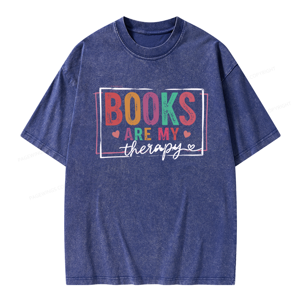 Pagewings Books Are My Therapy Unisex Washed T-shirt