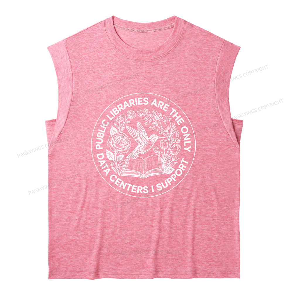 Pagewing Public Libraries are the only Data Centers I Support 16091 Bookish Women's Heather Tank Top