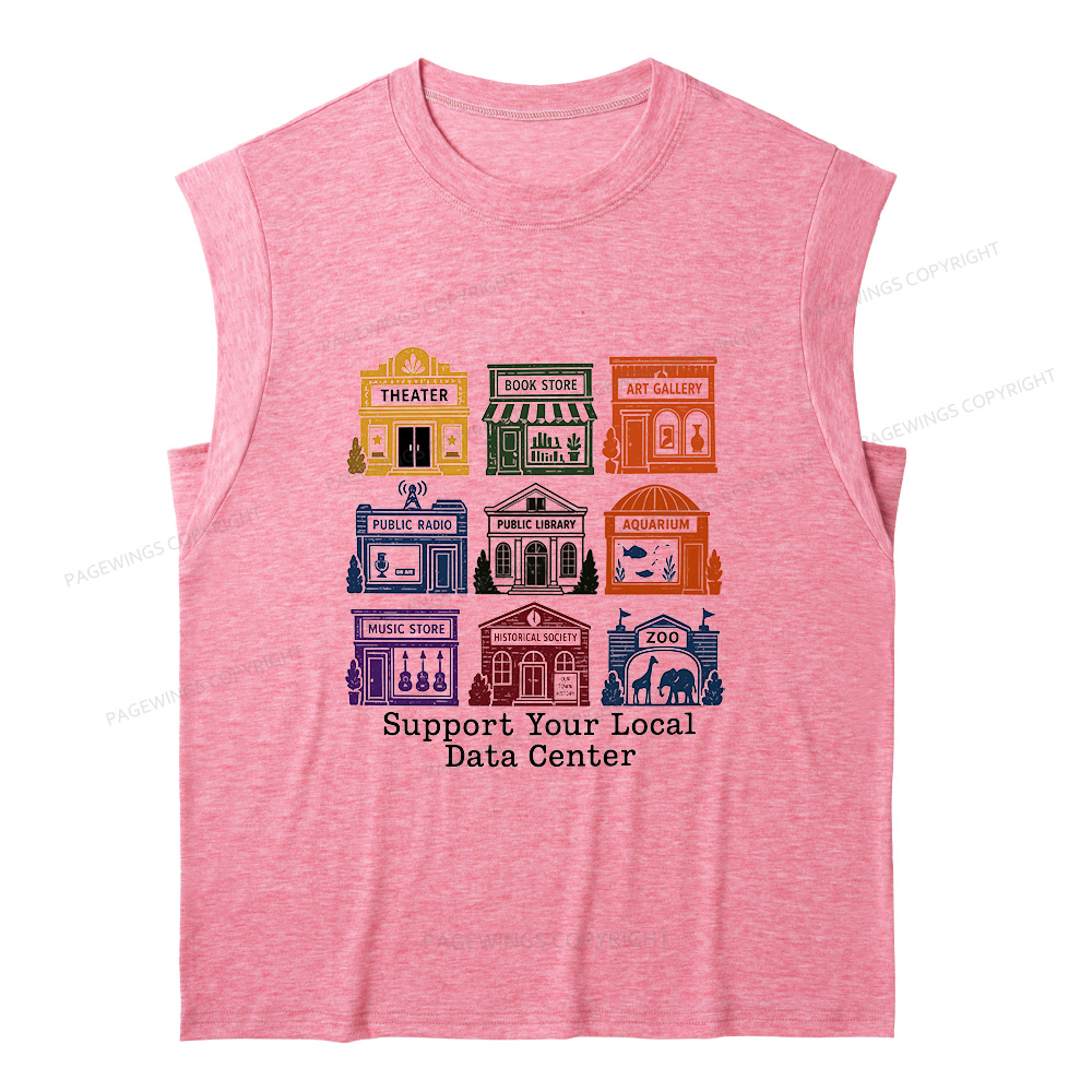 Pagewing Support Your Local Data Center 16102 Bookish Women's Heather Tank Top