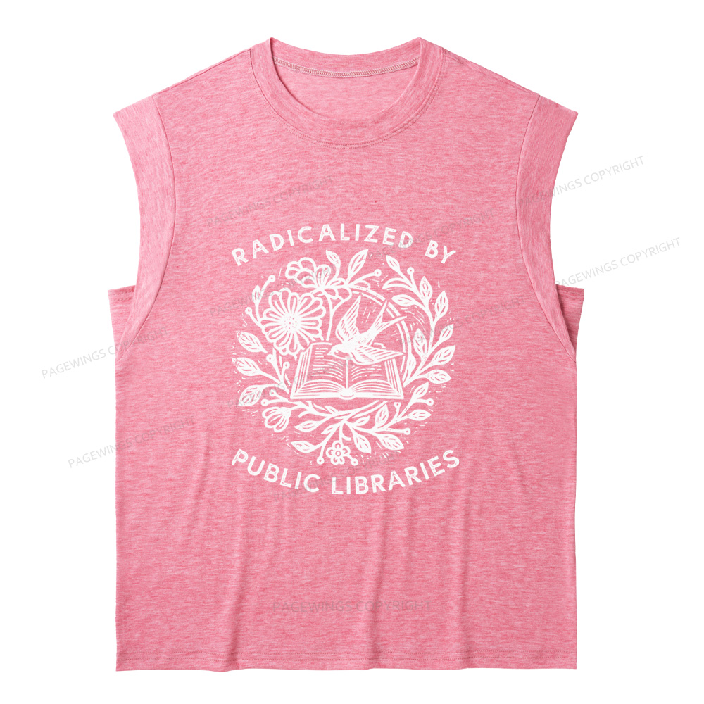 Pagewings Radicalized By Public Libraries 15729 Bookish Women's Heather Tank Top
