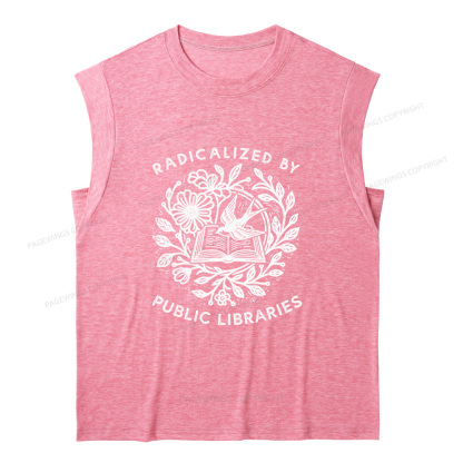 Pagewings Radicalized By Public Libraries 15729 Bookish Women's Heather Tank Top