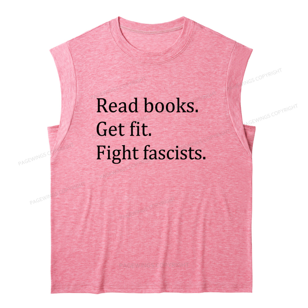 Pagewings Read Books Get Fit Fight Fascists 15980 Bookish Women's Heather Tank Top
