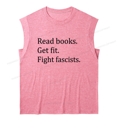 Pagewings Read Books Get Fit Fight Fascists 15980 Bookish Women's Heather Tank Top