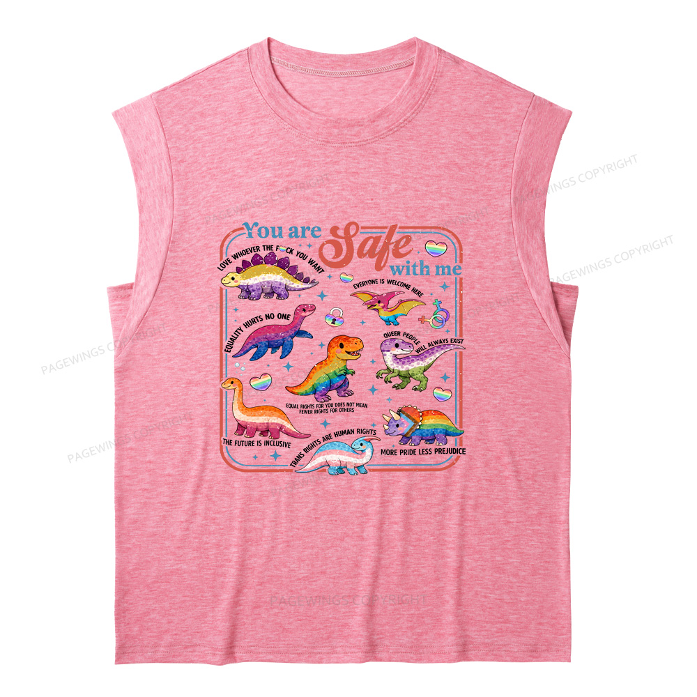 Pagewings You Are Safe With Me 15899 Bookish Women's Heather Tank Top