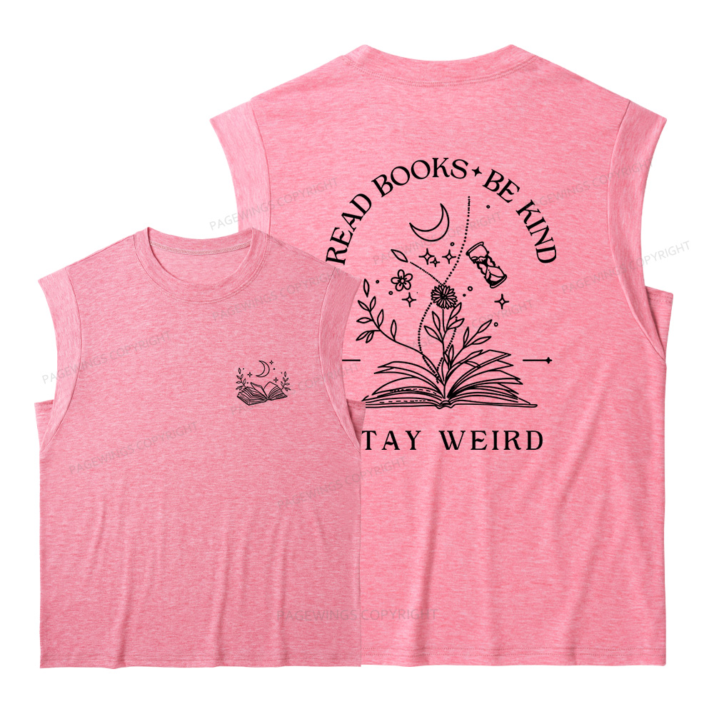 Pagewings Read Books Be Kind Stay Weird Women's Heather Tank Top
