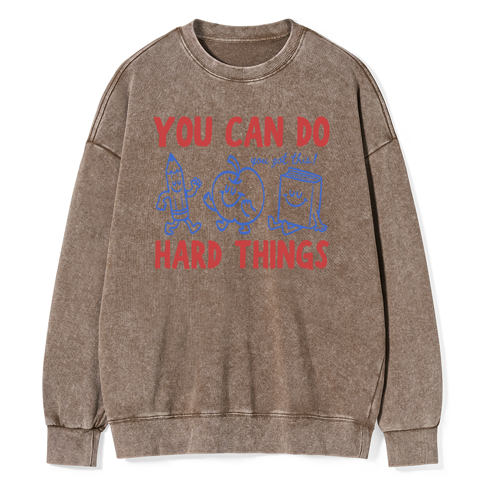 Pagewings You Can Do Hard Things Unisex Washed Sweatshirt