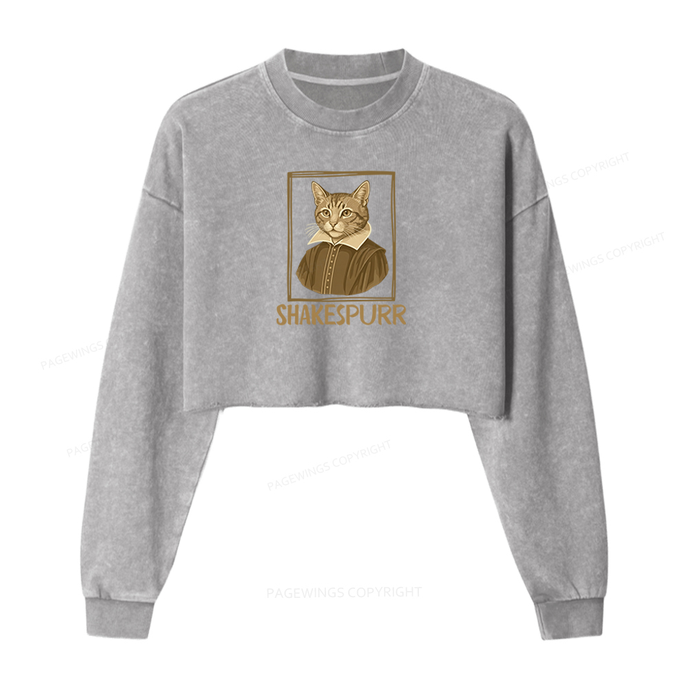 Pagewings Shakespurr Washed Crop Sweatshirt