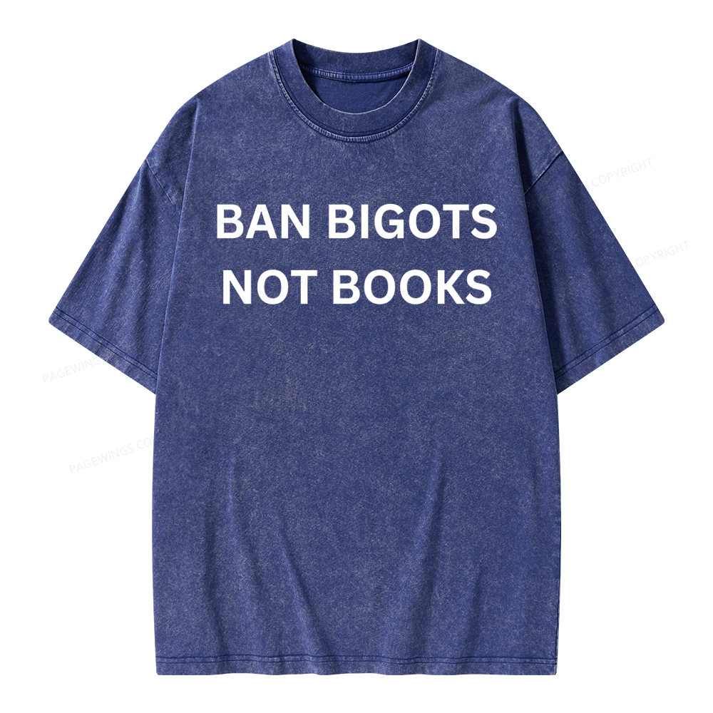 Pagewing Ban Bigots Not Books Unisex Washed T-shirt