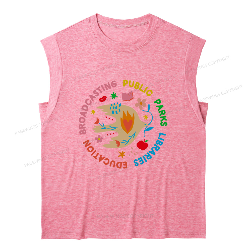 Pagewings Public Parks Libraries Education Broadcasting 12611 Bookish Women's Heather Tank Top