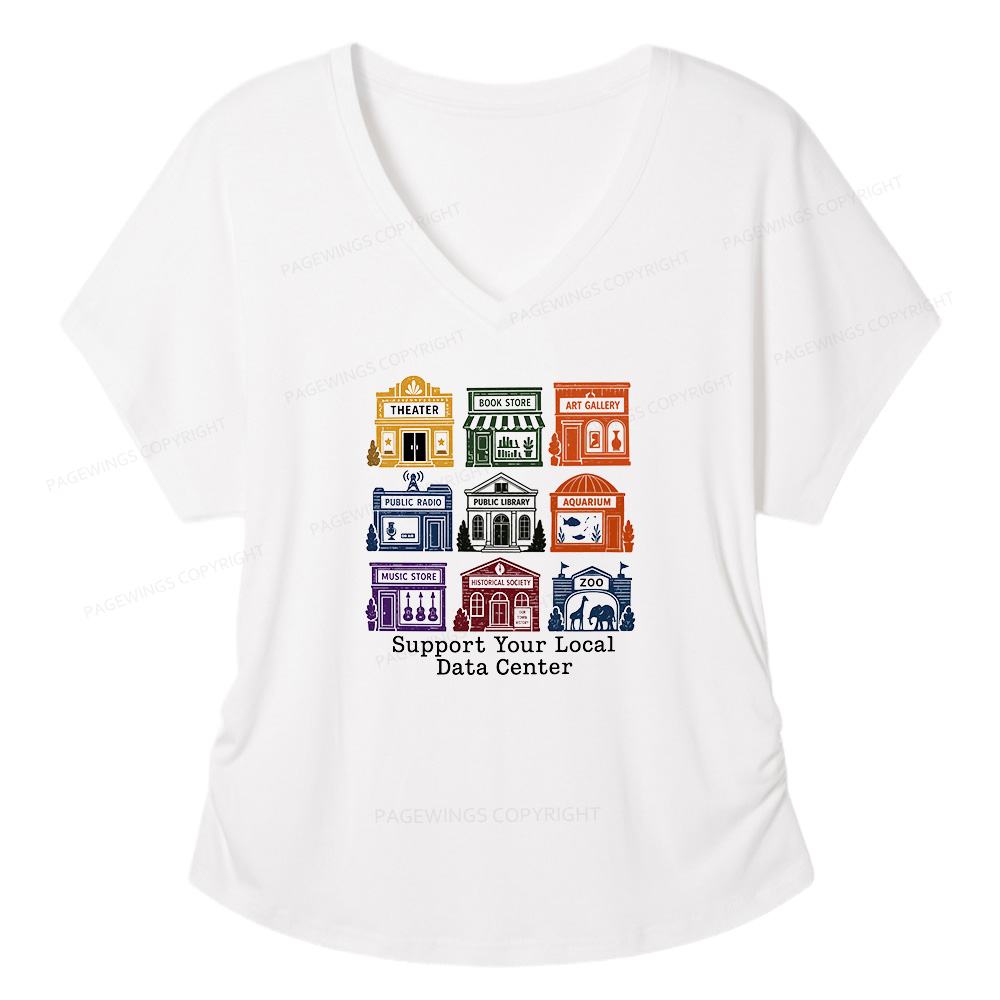 Pagewings Support Your Local Data Center Soft Women's Modal V-neck T-shirt  